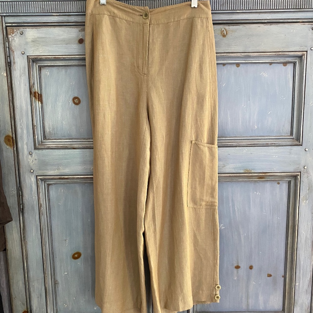Eileen Fisher  sand linen blend  pants